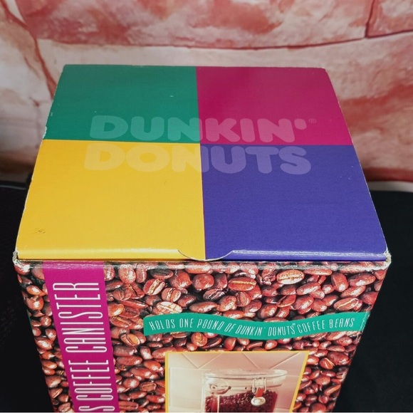 Dunkin Donuts Vintage 1996 Glass Coffee Bean Canister With Scoop! Holds 1 lb - Picture 12 of 15